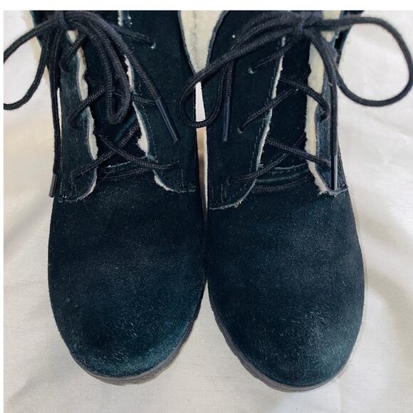 MIA Darcey Wedge Boots - Women's Size 8 M - Sherpa‎ Trim - Picture 5 of 11
